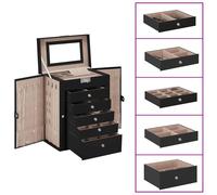 vidaXL Jewellery Box 6-Layer with Mirror Lockable Black jewelry organiser