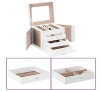 vidaXL jewelry box - 4-layer lockable storage with mirror, velvet interior, 22.5x17.5x16.5 cm, white