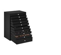 vidaXL jewelry box - black velvet lined organizer - 10-layer with watch holders - leatherette finish - 29x20.5x40.5 cm