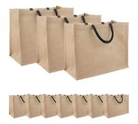 vidaXL Jute Handbags, 10 Pieces, Natural and Black, 42 x 33 x 19 cm, Environmentally Friendly Rectangular Jute Bag, Durable Shopping Companion, Spacious for Everyday Use