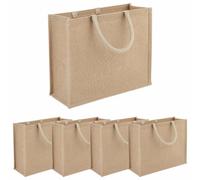vidaXL Jute Handbags 5 Pcs Natural 42 x 33 x 19 cm 100% Tossa Jute, Environmentally Friendly Rectangular Jute Bag, Durable Shopping Companion, Spacious for Everyday Use