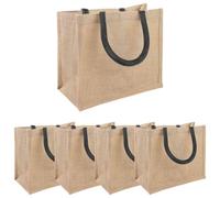 vidaXL Jute Handbags 5 Pieces Natural and Black 26 x 22 x 14 cm, Environmentally Friendly Rectangular Jute Bag, Durable Shopping Companion, Spacious for Everyday Use