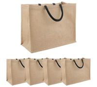 vidaXL Jute Handbags, 5 Pieces, Natural and Black, 42 x 33 x 19 cm, Environmentally Friendly Rectangular Jute Bag, Durable Shopping Companion, Spacious for Everyday Use