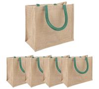 vidaXL Jute Handbags 5 Pieces Natural and Green 26 x 22 x 14 cm, Environmentally Friendly Rectangular Jute Bag, Durable Shopping Companion, Spacious for Everyday Use