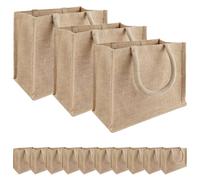 vidaXL Jute Handbags 50pcs Natural 26 x 22 x 14 cm 100% Tossa Jute Eco Friendly Rectangular Jute Bag Durable Shopping Companion Spacious for Everyday Use