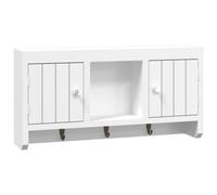 vidaXL Key Cabinet White Engineered Wood and Steel Floating Display Shelf