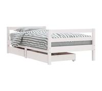 vidaXL Kids Bed Frame, Bed Base for Children Bedroom, Mattress Foundation with Drawers, Bedstead, Scandinavian Style, White 80x160 cm Solid Wood Pine