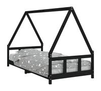 vidaXL Kids Bed Frame, Bed Base for Children, Mattress Foundation for Bedroom, Bedstead, Scandinavian Style, Black 90x200 cm Solid Wood Pine
