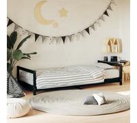 vidaXL Kids Bed Frame Black 90x200 cm Solid Wood Pine