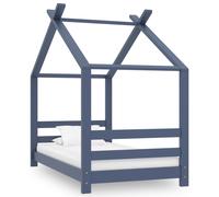 vidaXL Kids Bed Frame Grey Solid Pine Wood 70x140 cm