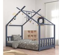 Vidaxl Kids Bed Frame Grey Solid Pine Wood 70X140 Cm