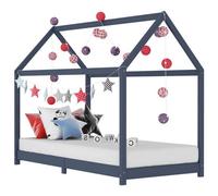 Vidaxl Kids Bed Frame Grey Solid Pine Wood 90X200 Cm