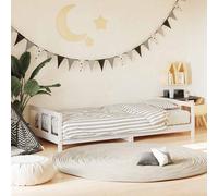 vidaXL Kids Bed Frame - Solid Wood Pine Construction, Stylish White Finish, Low Ground Design, with Headboard and Footboard - Ideal For Children Above 4 Years - 90x200 cm