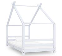vidaXL Solid Pine Wood Kids Bed Frame White 90x200 cm Home Bedstead Furniture
