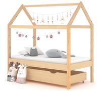 vidaXL Kids Bed Frame with a Drawer Solid Pine Wood 70x140 cm