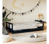 vidaXL Kids Bed Frame with Drawers Black 80x200 cm Solid Wood Pine