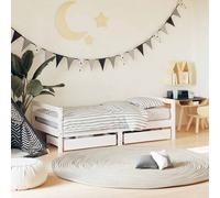 vidaXL Kids Bed Frame, Bed Base for Children Bedroom, Mattress Foundation with Drawers, Bedstead, Scandinavian Style, White 80x160 cm Solid Wood Pine