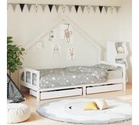 vidaXL Kids Bed Frame with Drawers White 90x190 cm Solid Wood Pine