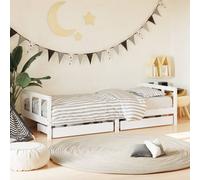 vidaXL Kids Bed Frame with Drawers White 90x200 cm Solid Wood Pine