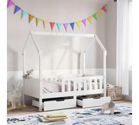 vidaXL Children's Bed Frame and Drawers 80 x 160 cm Solid Pine Wood, Children's Bed, Single Bed for Children, Children's House Bed