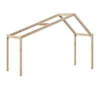 vidaXL Kids' Bed Roof Canopy - Solid Pine Wood, Open Door Design, 213x85.5x144.5 cm, Brown, Bedroom Add-On