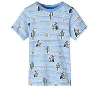 vidaXL Kids' Blue Mix Crocodile Cartoon Print Tee - 100% Combed Cotton Round Neck Children's T-Shirt for 9-10 Years