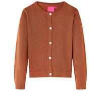 vidaXL Kids' Knitted Cardigan - Cotton-Lurex Blend, Easy Care - Cognac, Age 7-8