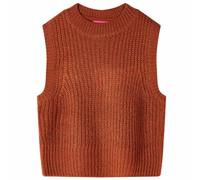 vidaXL Kids' Cognac Knitted Sweater Vest - Size 116 fits 5-6 Years, Machine Washable, Comfy Acrylic-Viscose Blend