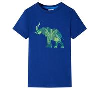 vidaXL Kids Elephant Print T-Shirt - Short-Sleeves, Round Neckline, Sized for 7-8 Years, 100% Cotton Blue