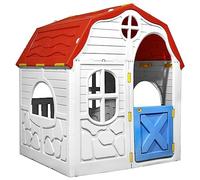 vidaXL Kids Foldable Playhouse with Working Door and Windows Outdoor Play Equipment Lockable Garden Kids Cottage House Imagination Toy