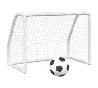 vidaXL Kids' Football Goals Garden Football Net 2 pcs with Ball White Metal