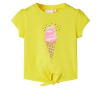 vidaXL Kids' Ice-Cream Cone Print T-Shirt - Cotton Blend - Yellow - Round Neck - Short Sleeves - Size 140 for Ages 9-10