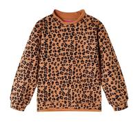 vidaXL Kids' Light Cognac Leopard Print Sweatshirt Cognac- Size 104 - Soft Cotton and Elastane Material - Suitable for 3-4 Years Old Children