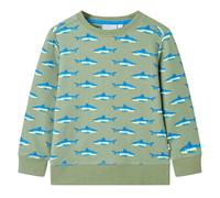 vidaXL Kids' Light Khaki Shark Print Sweatshirt - Cotton Blend, Long Sleeve, Round Neck Pullover for Children 3-4 Years