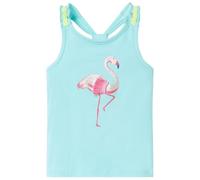 vidaXL Kids' Light Mint Tank Top Camisole - Glitter Flamingo Design Sleeveless Vest, Cotton Blend, Comfort Fit for Children Size 128