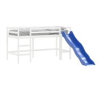 vidaXL Kids' Loft Bed with Slide, Bed Frame for Children Bedroom, Mid Sleeper Bunk Bed for Single, Modern Style, White 80x200 cm Solid Wood Pine