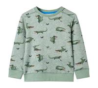 vidaXL Kids' Long Sleeve Crocodile Print Sweatshirt - Comfort Cotton Blend Pullover in Light Khaki Melange for Ages 7-8