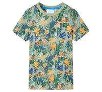 vidaXL Kids' Multicolour Animal Print T-Shirt - Cotton Toddler Tee with Short Sleeves and Round Neck for Daily Wear, Size 116