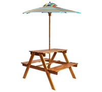 Vidaxl Kids Picnic Table With Parasol 79X90X60 Cm Solid Acacia Wood