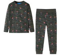 vidaXL Kids' Pyjamas Set with Long Sleeves, Fox Ninja Print Design, 100% Cotton, Elasticated Waistband, Khaki Colour, Size 116 for 5-6 Years Old
