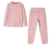 vidaXL Kids' Pyjamas with Long Sleeves - Swan Print, Light Pink, 128 Size, Ideal Nightwear/Sleepwear for 7-8 Years Old Children