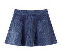 vidaXL Kids' Short Cotton Corduroy Skirt with Front Patch Pockets, Elastic Waistband and Metallic Zip Closure, Stylish and Comfortable, Navy, Size 116