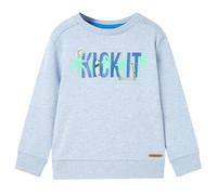 vidaXL Kids’ Sweatshirt - Soft Blue Melange Cotton Blend Pullover with Monogram Front, Long Sleeves, Fleece Lining for Ages 3-4, Size 104