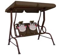 Kids Swing Bench Fabric Outdoor Garden Hammock Seating Brown/Yellow vidaXL