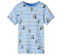 vidaXL Kids' Blue Mix Crocodile Cartoon Print Tee - 100% Combed Cotton Round Neck Children's T-Shirt for 9-10 Years