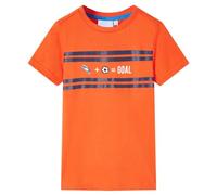 vidaXL Kids' Long Sleeve T-Shirt - Football Design - 100% Cotton - Dark Orange - Size 128