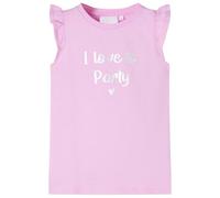 vidaXL Kids' T-Shirt - Everyday Wear Top with Glitter Print and Ruffle Sleeves in Lila, Size 128, Machine Washable Lilac