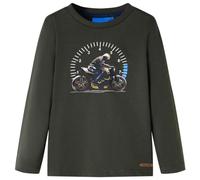 vidaXL Kids' T-Shirt with Long Sleeves Children T Shirt Motorbike Print Khaki 116