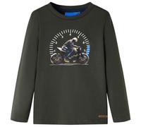 vidaXL Kids' T-Shirt with Long Sleeves Children T Shirt Motorbike Print Khaki 128