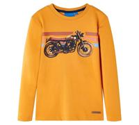 vidaXL Kids' T-Shirt with Long Sleeves Children T Shirt Motorbike Print Ochre 104
